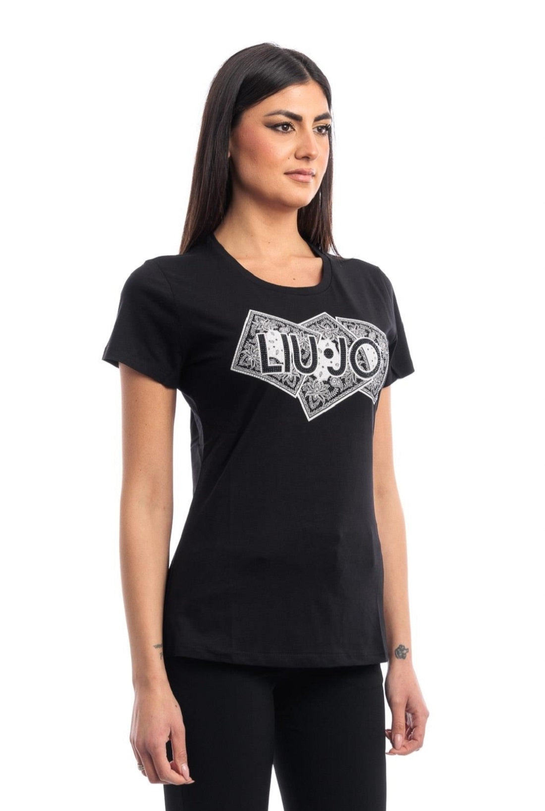 T-SHIRT DONNA LIU JO LOGO STRASS