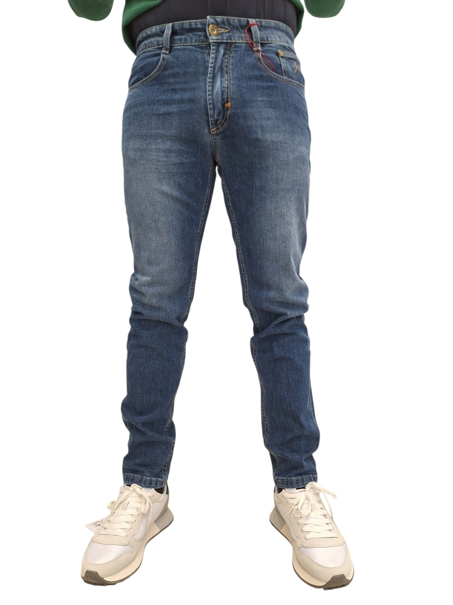 JEANS UOMO 9.2 CARLO CHIONNA GIOVE 5 TASCHE SLIM FIT BLU MEDIO