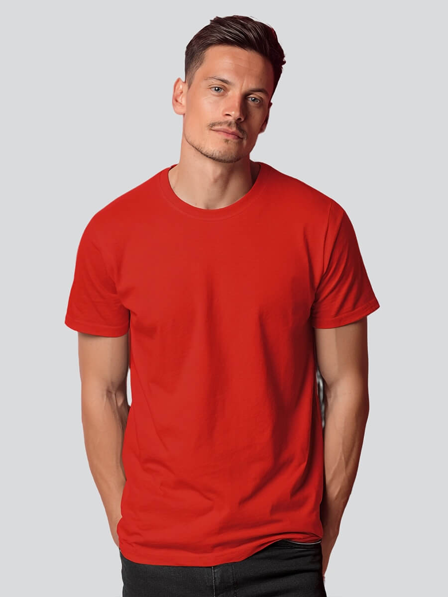 Set 5 T-shirt Uomo 100% Cotone Mezza Manica Girocollo Colori Rosso Verde Blu Bianco Nero
