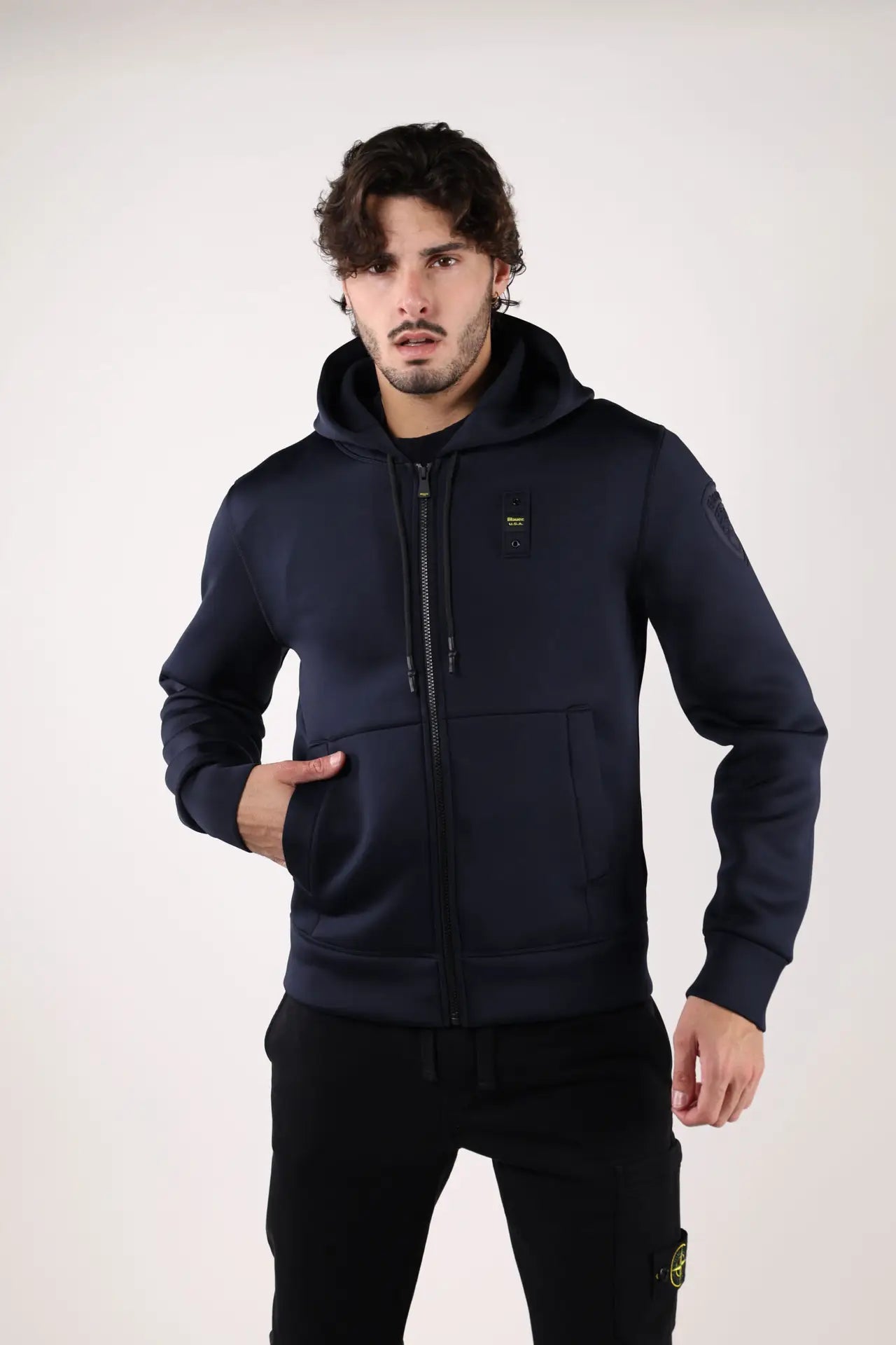 FELPA BLAUER SCUBA CON CAPUCCIO COLBY BLU