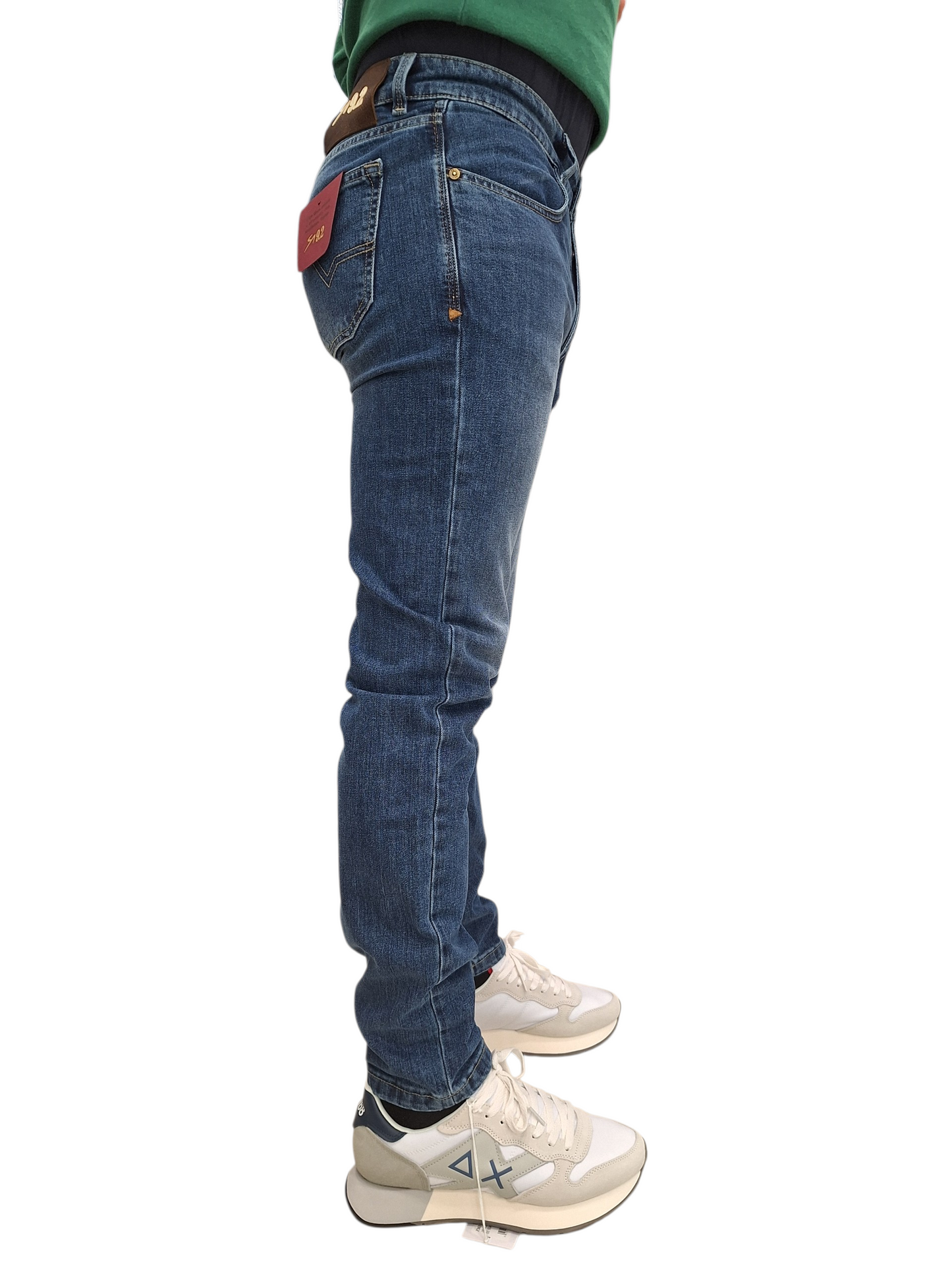 JEANS UOMO 9.2 CARLO CHIONNA GIOVE 5 TASCHE SLIM FIT BLU MEDIO