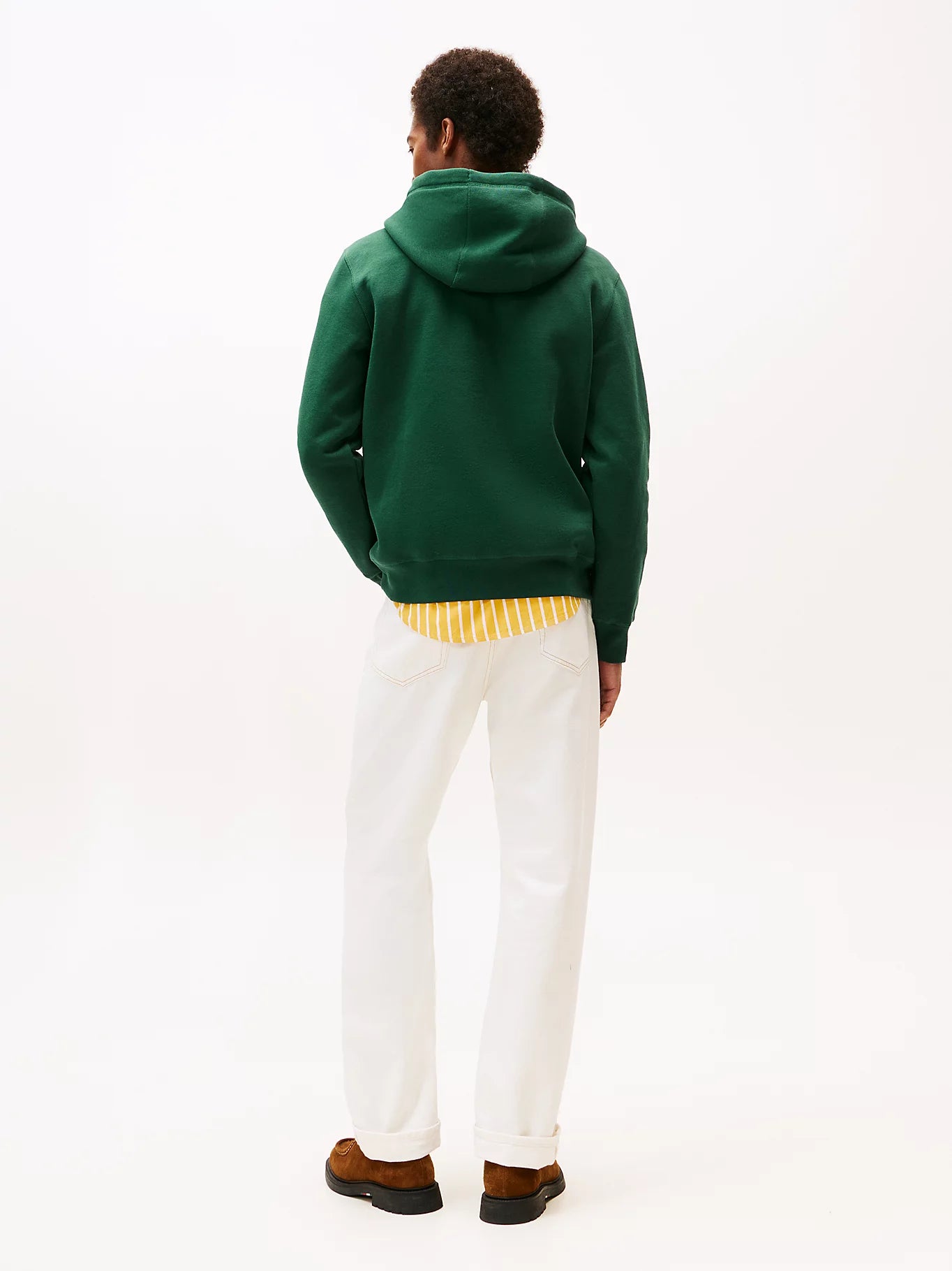 FELPA TOMMY HILFIGER UOMO CON CAPPUCCIO FELPATA LOGO RICAMATO VERDE