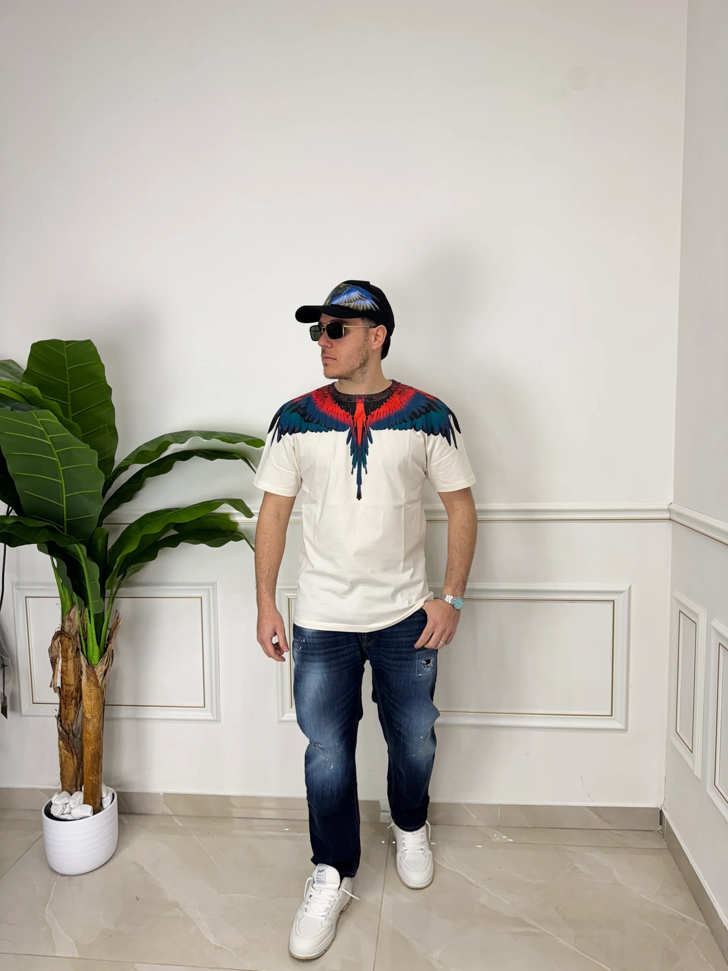 MARCELO BURLON T-SHIRT MEZZA MANICA COUNTY OF MILAN BIANCA