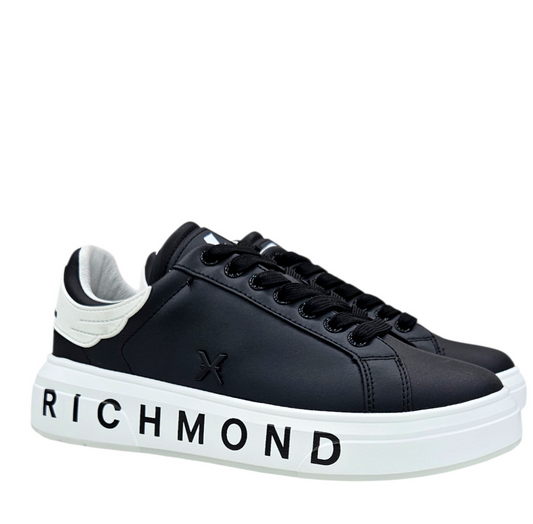 RICHMOND SCARPE SNEAKERS UOMO IN PELLE LOGO JOHN RICHMOND NERO