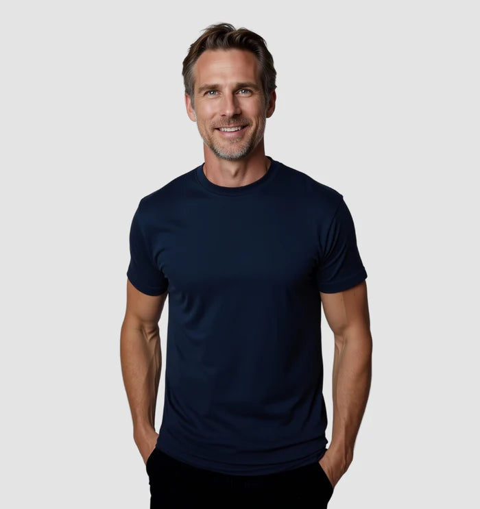 Set 5 T-shirt Uomo 100% Cotone Mezza Manica Girocollo Colori Rosso Verde Blu Bianco Nero
