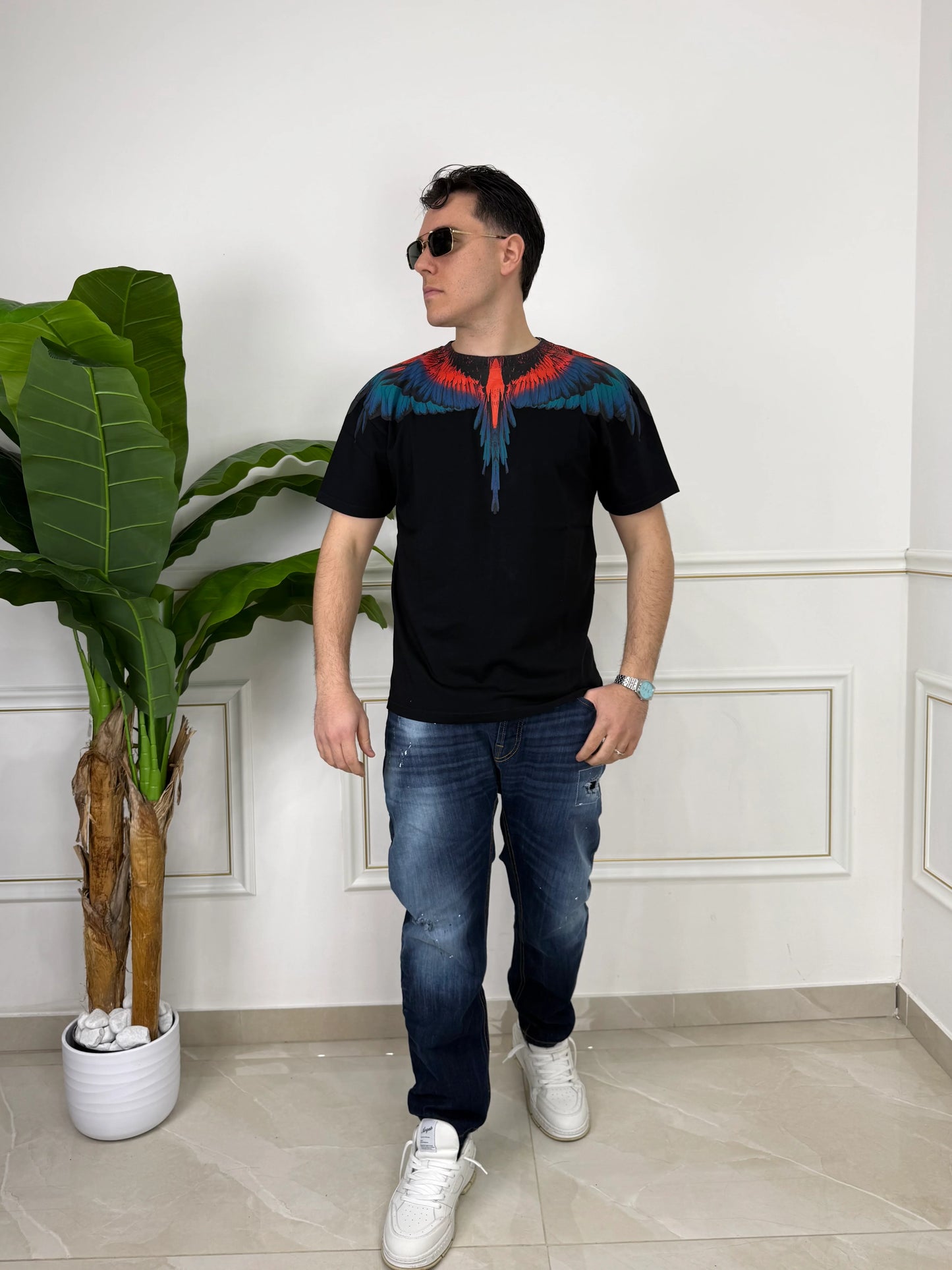 MARCELO BURLON T-SHIRT MEZZA MANICA COUNTY OF MILAN NERO