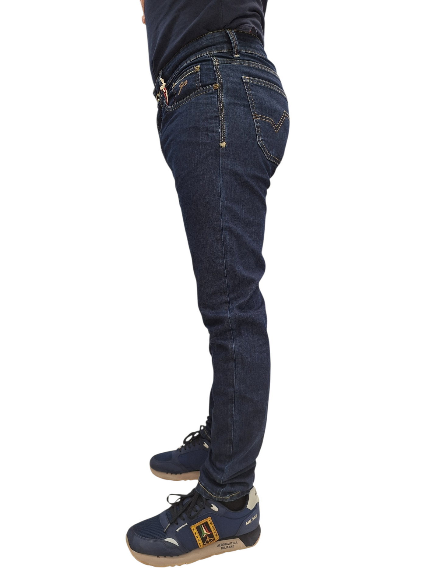 JEANS UOMO 9.2 CARLO CHIONNA GIOVE COOLMAX 5 TASCHE SLIM FIT BLU SCURO