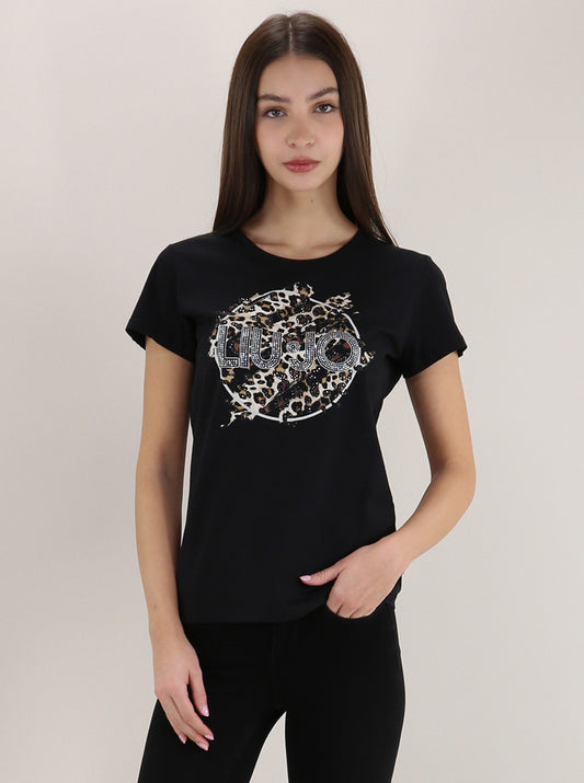 T-SHIRT DONNA LIU JO LOGO STRASS