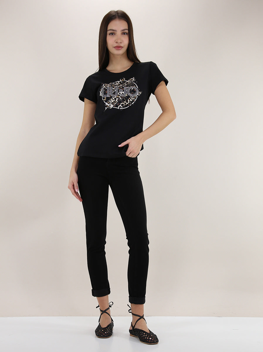 T-SHIRT DONNA LIU JO LOGO STRASS