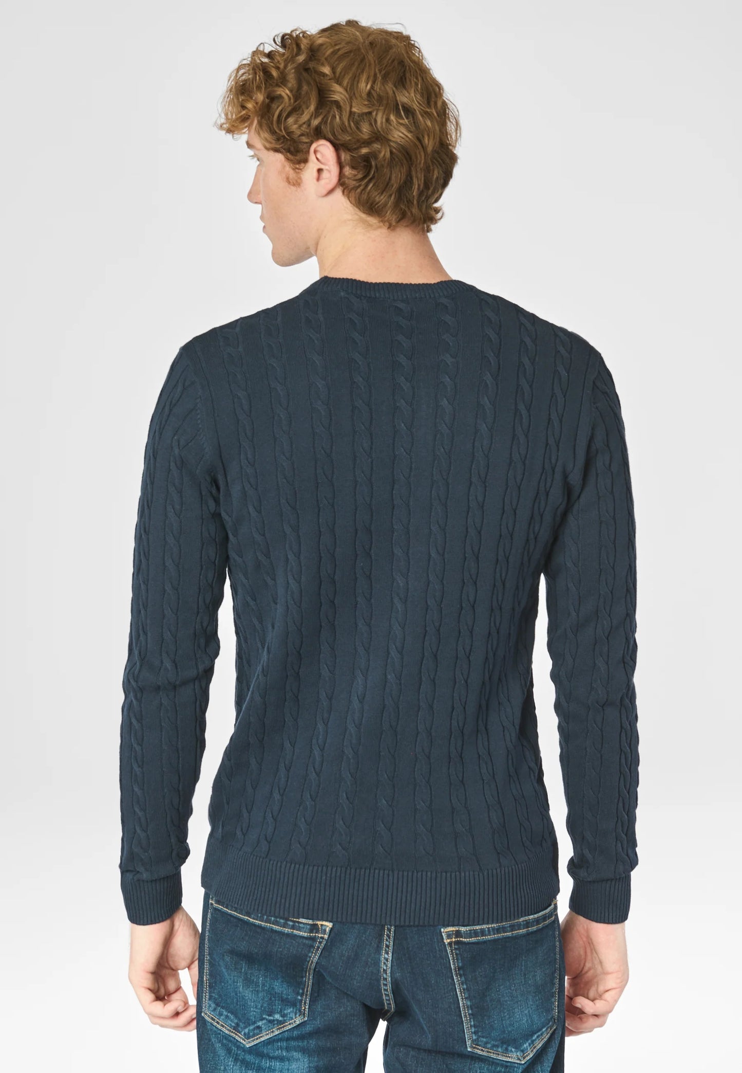 MAGLIONCINO US POLO ASSN GIROCOLLO A TRECCIA IN COTONE E CASHMERE BLU