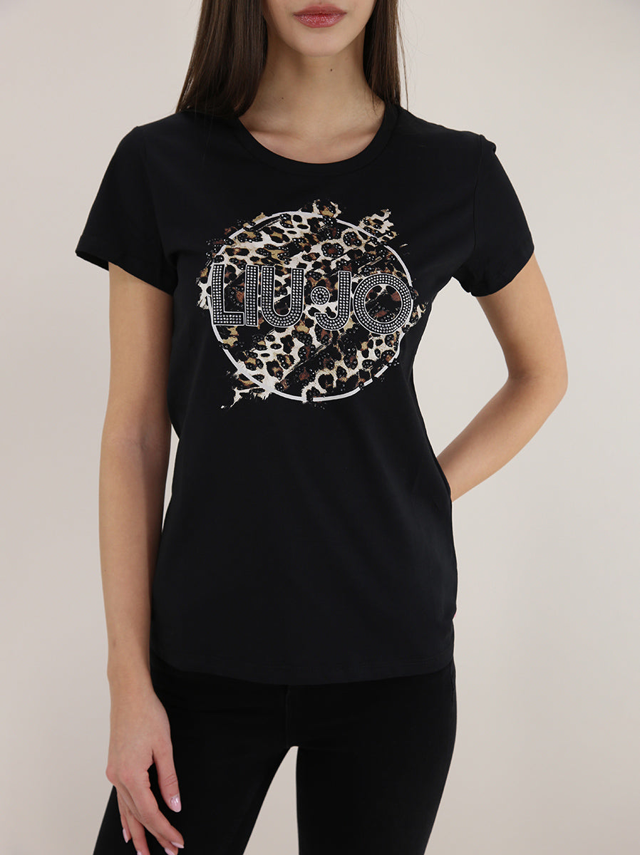 T-SHIRT DONNA LIU JO LOGO STRASS