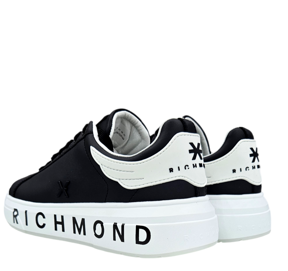 RICHMOND SCARPE SNEAKERS UOMO IN PELLE LOGO JOHN RICHMOND NERO