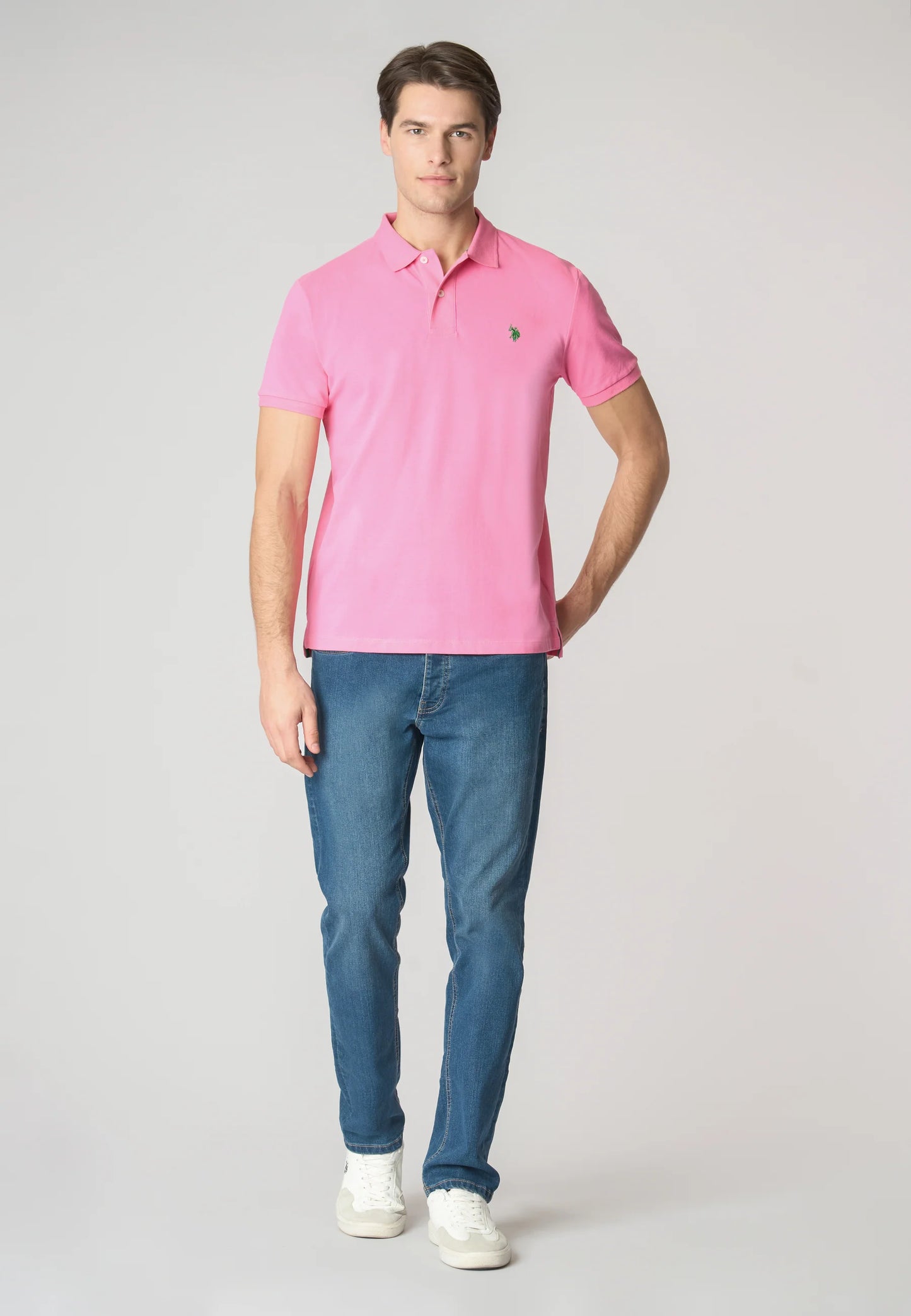 POLO UOMO US POLO ASSN IN COTONE PIQUET ROSA