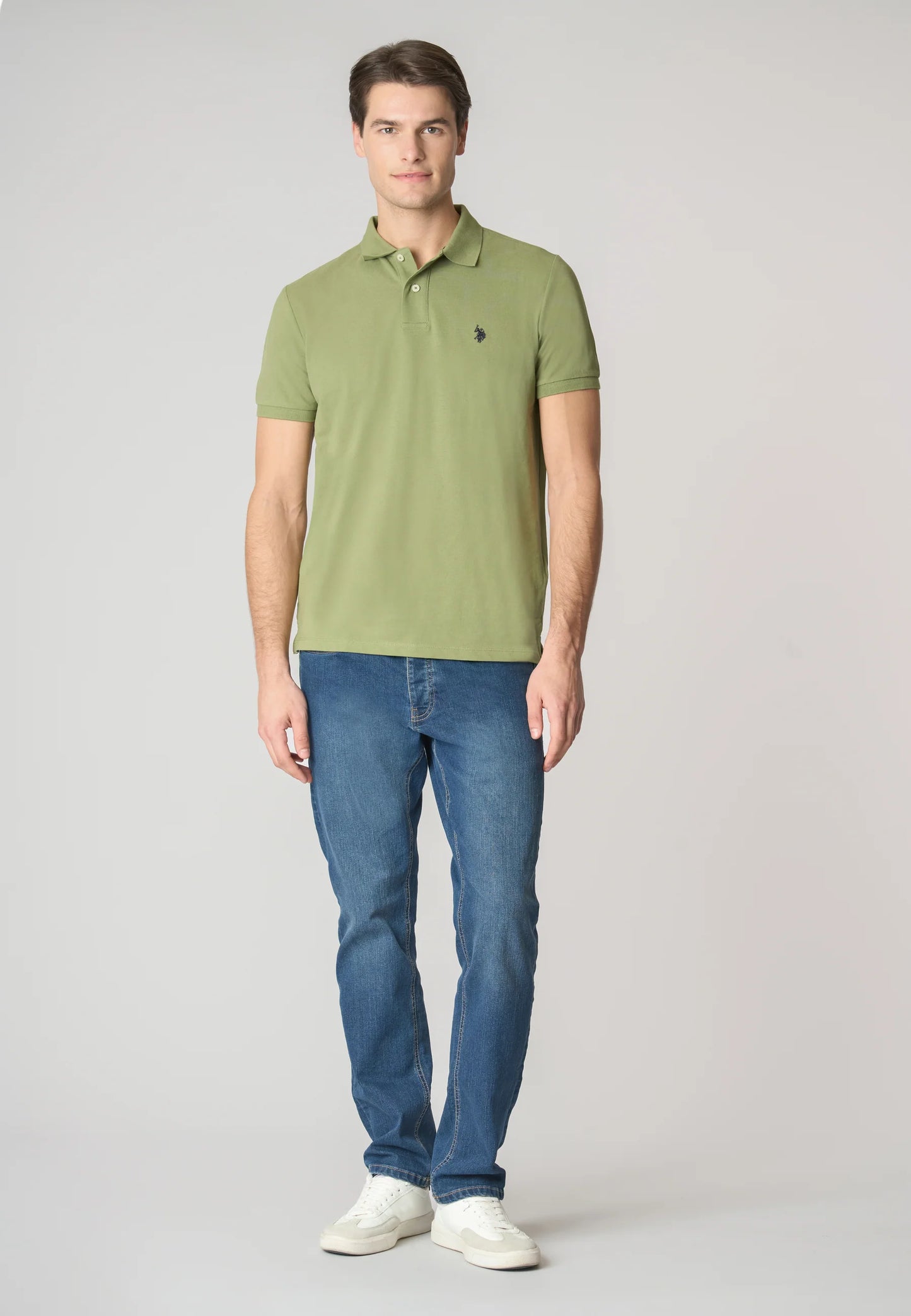 POLO UOMO US POLO ASSN IN COTONE PIQUET VERDE