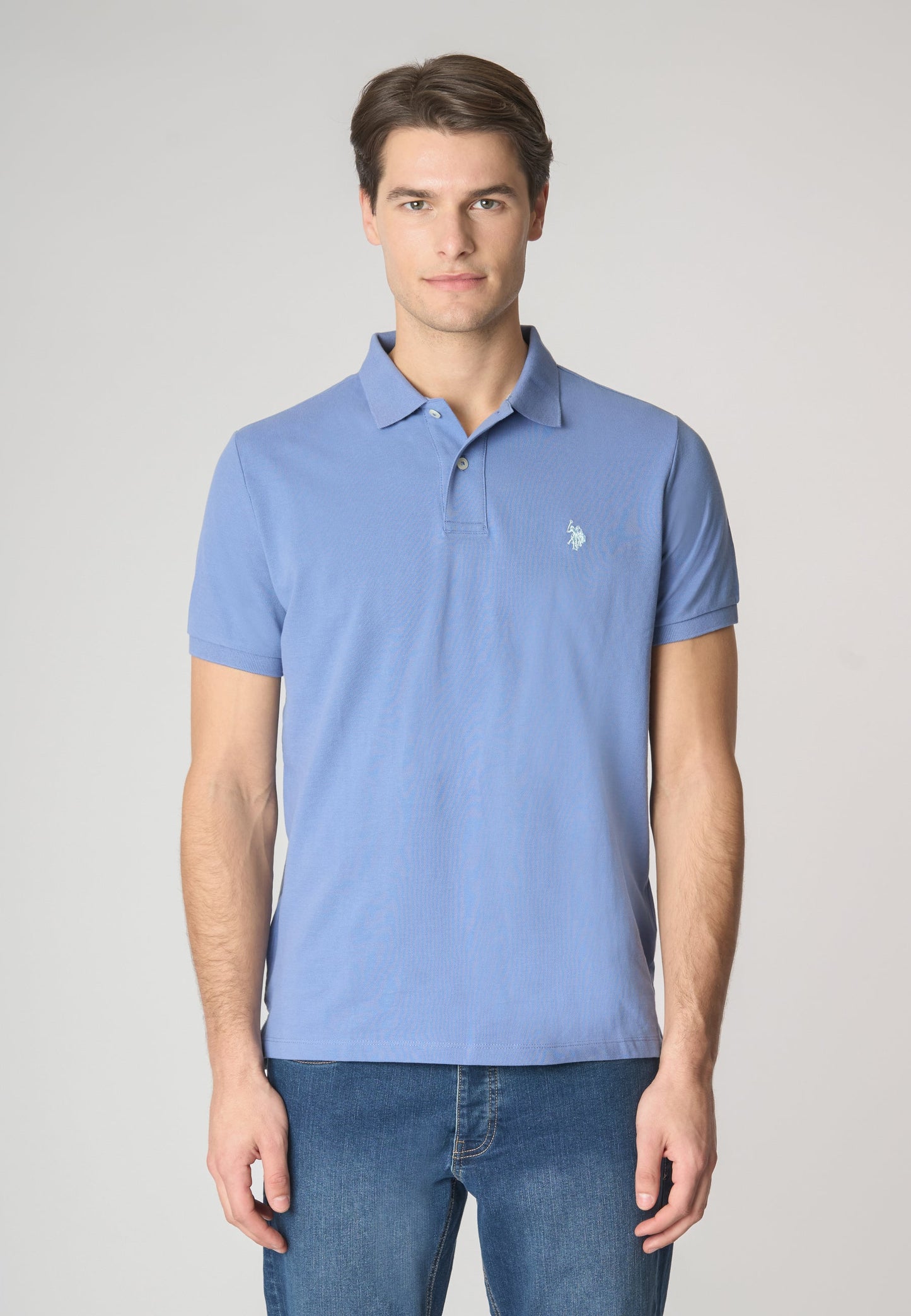 POLO UOMO US POLO ASSN IN COTONE PIQUET AZZURRO