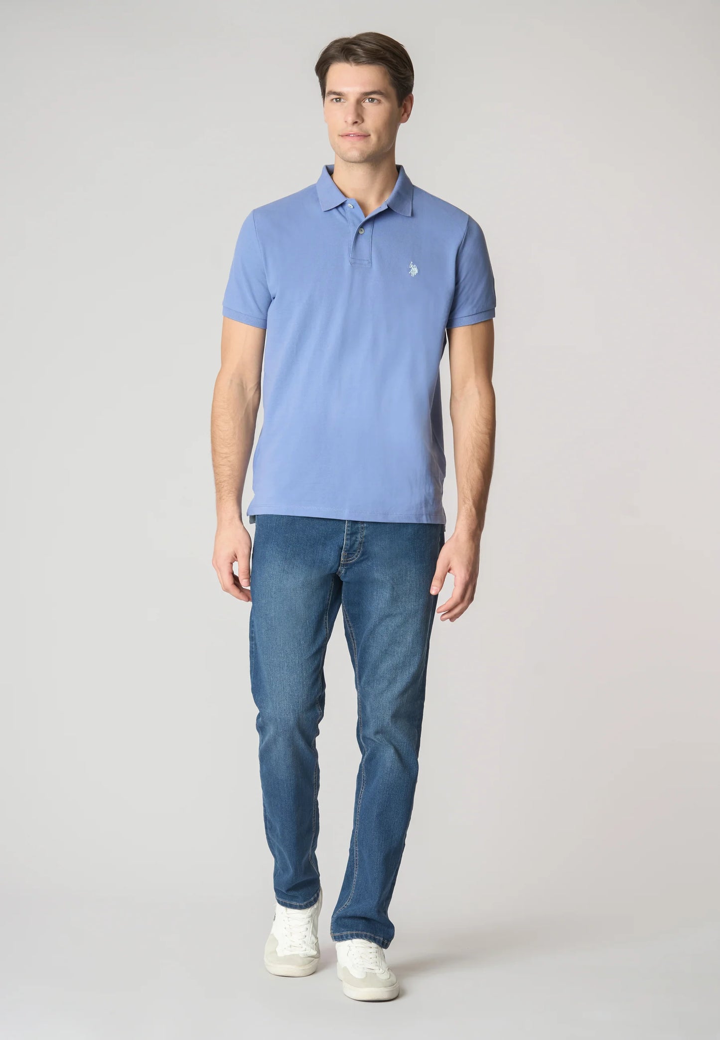 POLO UOMO US POLO ASSN IN COTONE PIQUET AZZURRO