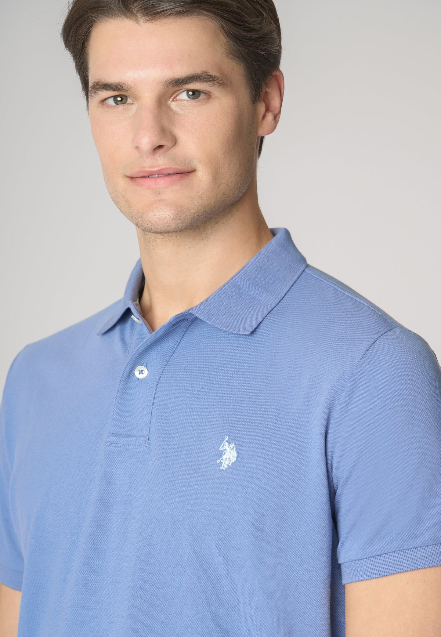 POLO UOMO US POLO ASSN IN COTONE PIQUET AZZURRO