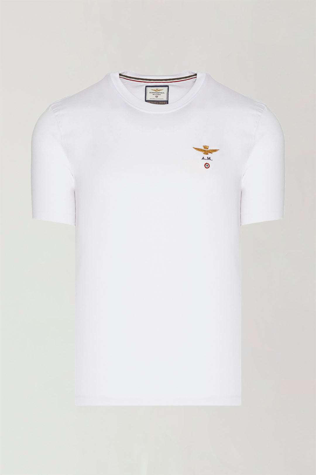 T-SHIRT UOMO AERONAUTICA MILITARE BASIC MEZZA MANICA BIANCO