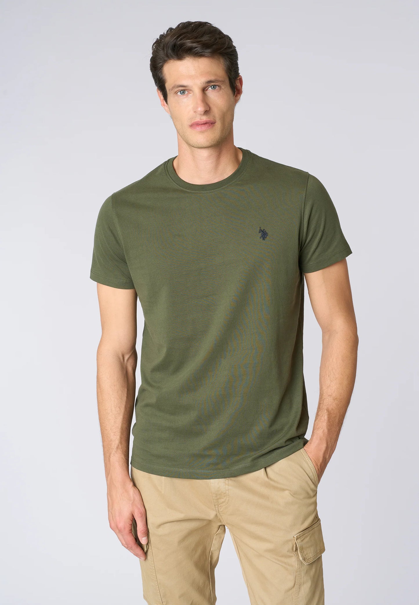 T-SHIRT UOMO US POLO ASSN MANICHE CORTE IN COTONE VERDE