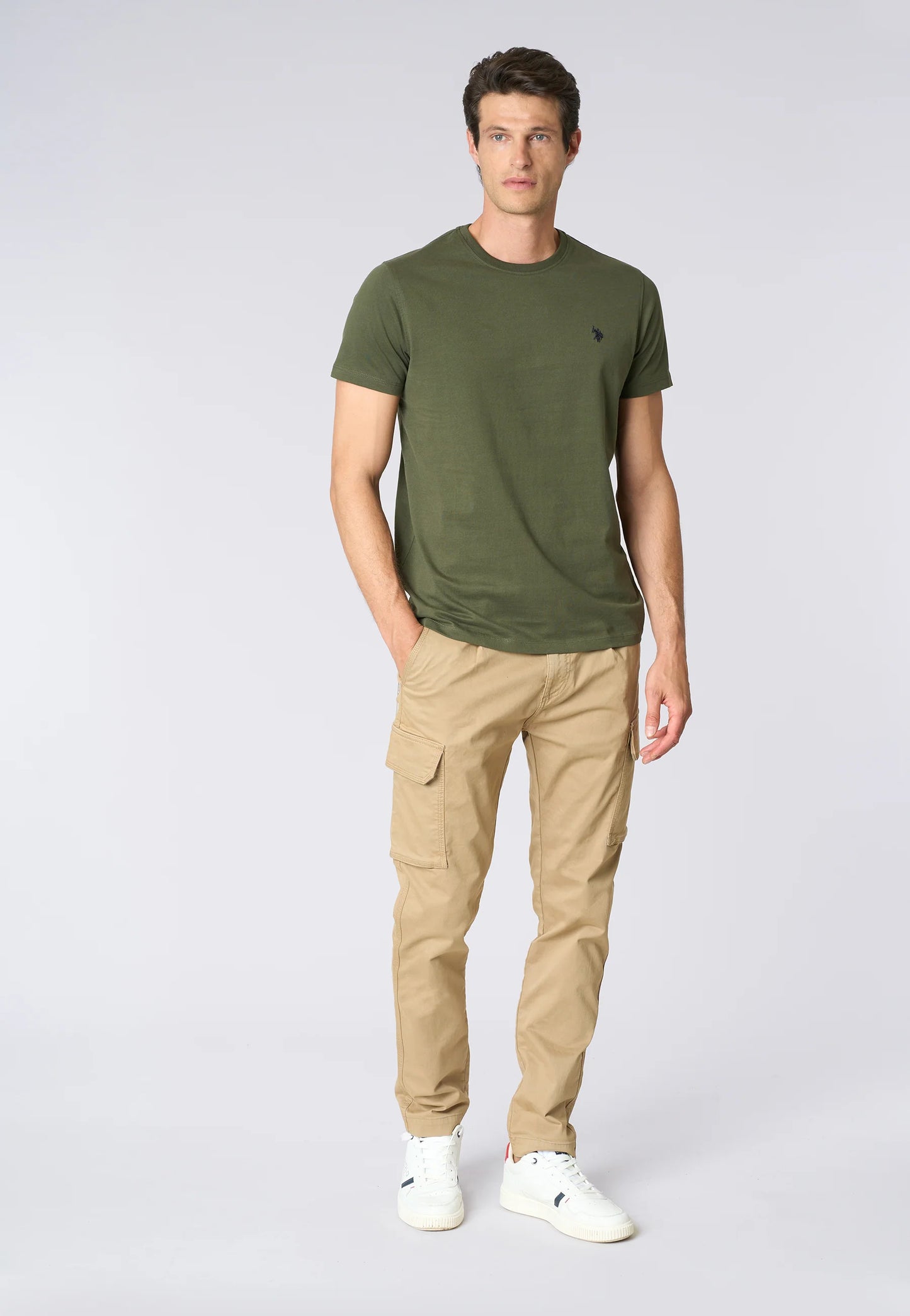 T-SHIRT UOMO US POLO ASSN MANICHE CORTE IN COTONE VERDE