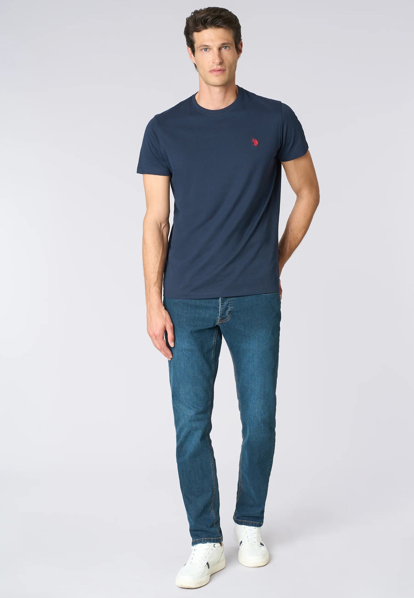T-SHIRT UOMO US POLO ASSN MANICHE CORTE IN COTONE BLU