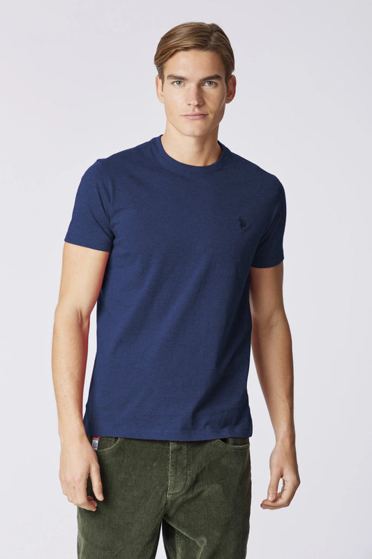 T-SHIRT UOMO US POLO ASSN MANICHE CORTE IN COTONE BLU OCEANO