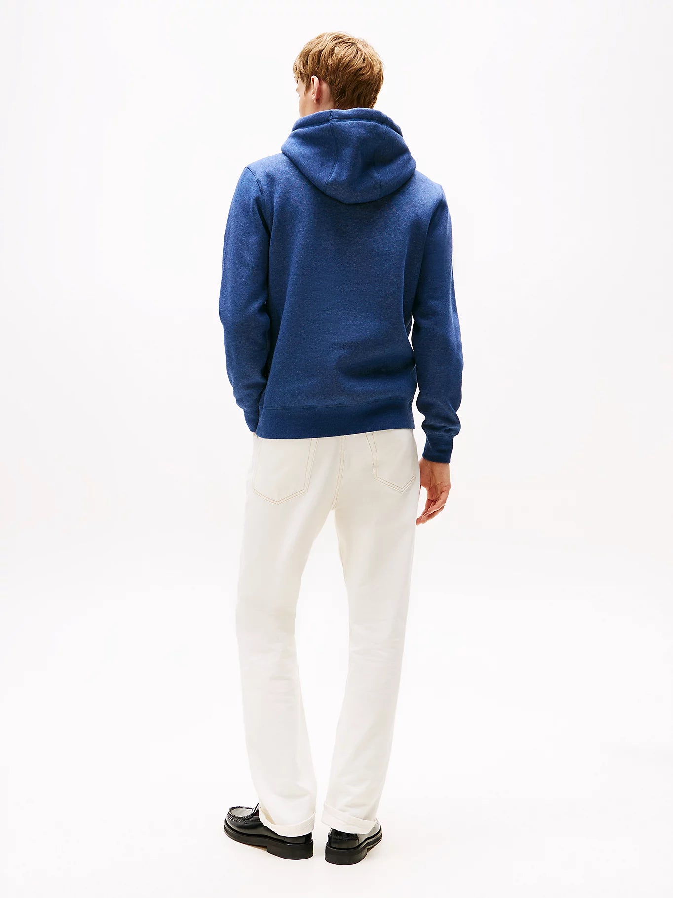 FELPA TOMMY HILFIGER UOMO CON CAPPUCCIO FELPATA LOGO RICAMATO ACQUA