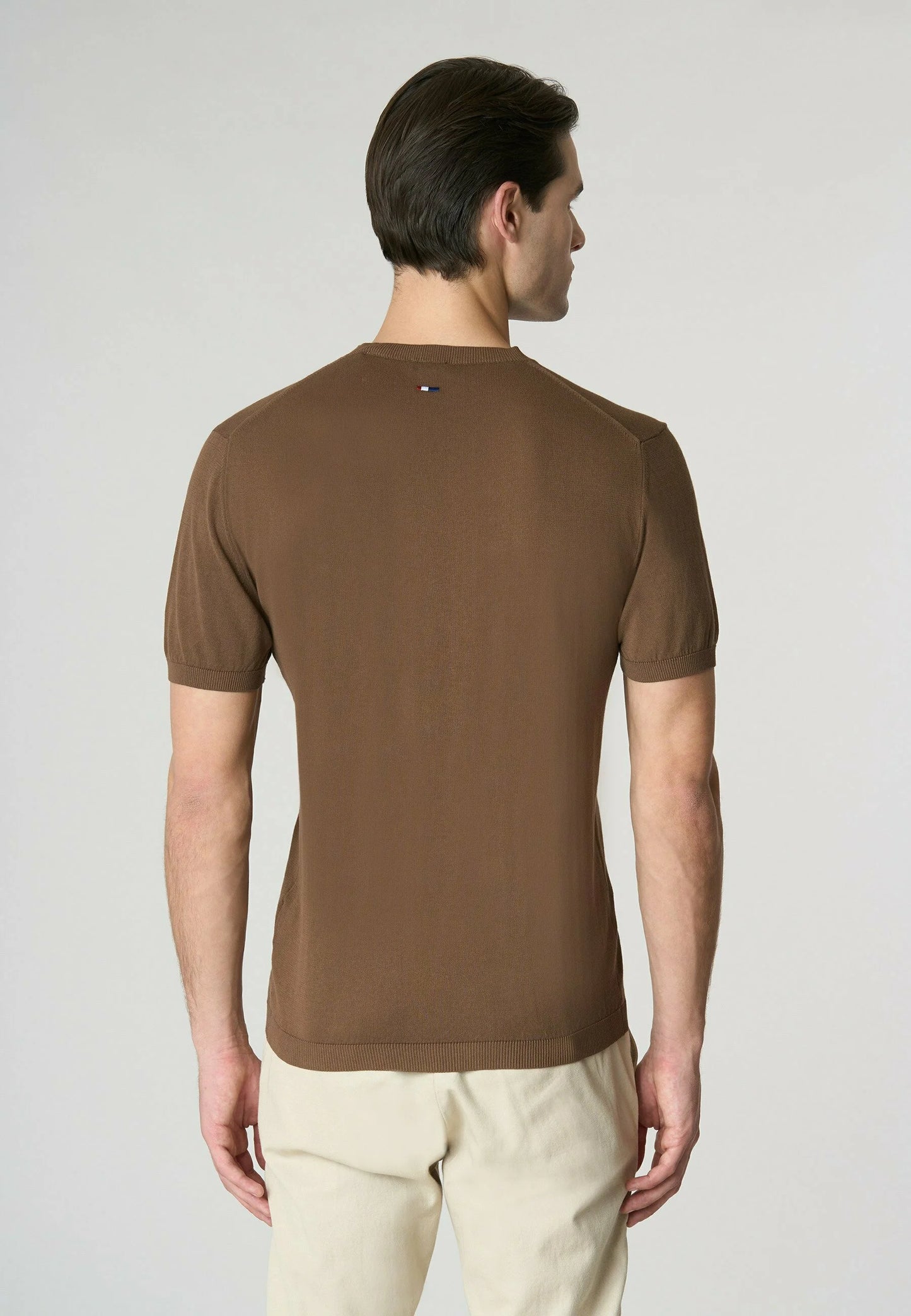 T-SHIRT UOMO US POLO ASSN MANICHE CORTE IN COTONE MARRONE