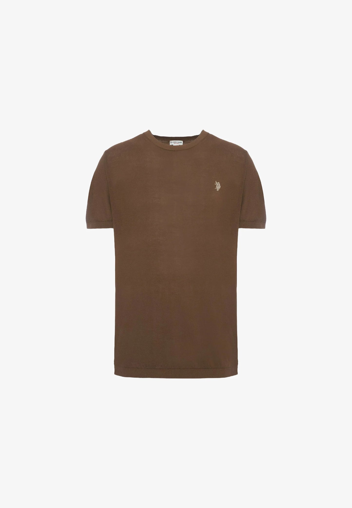 T-SHIRT UOMO US POLO ASSN MANICHE CORTE IN COTONE MARRONE