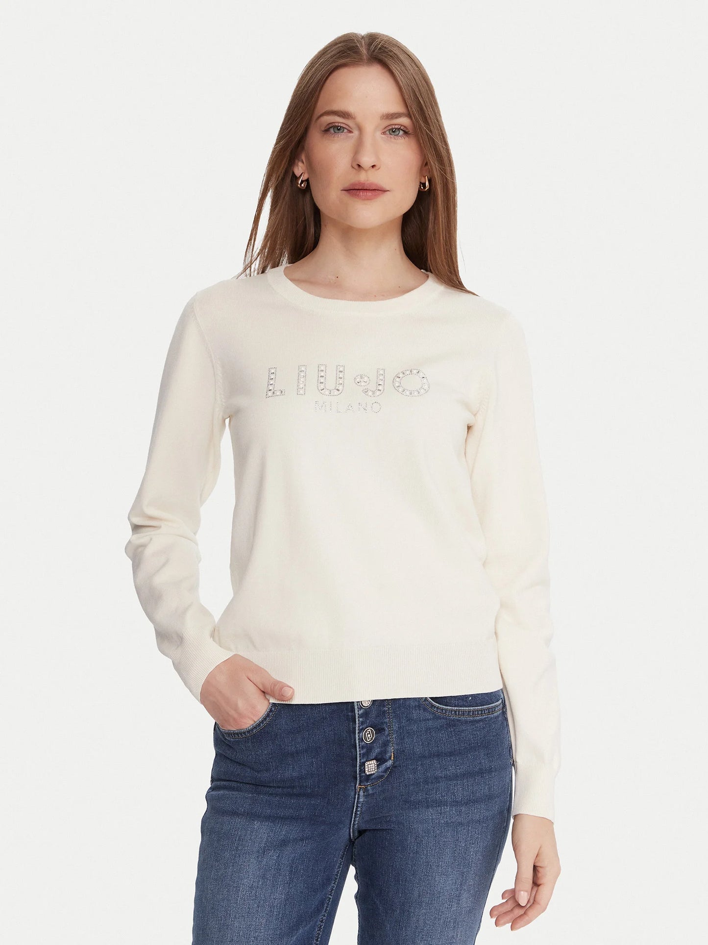 FELPA LIU JO DONNA GIROCOLLO FELPATA BIANCO