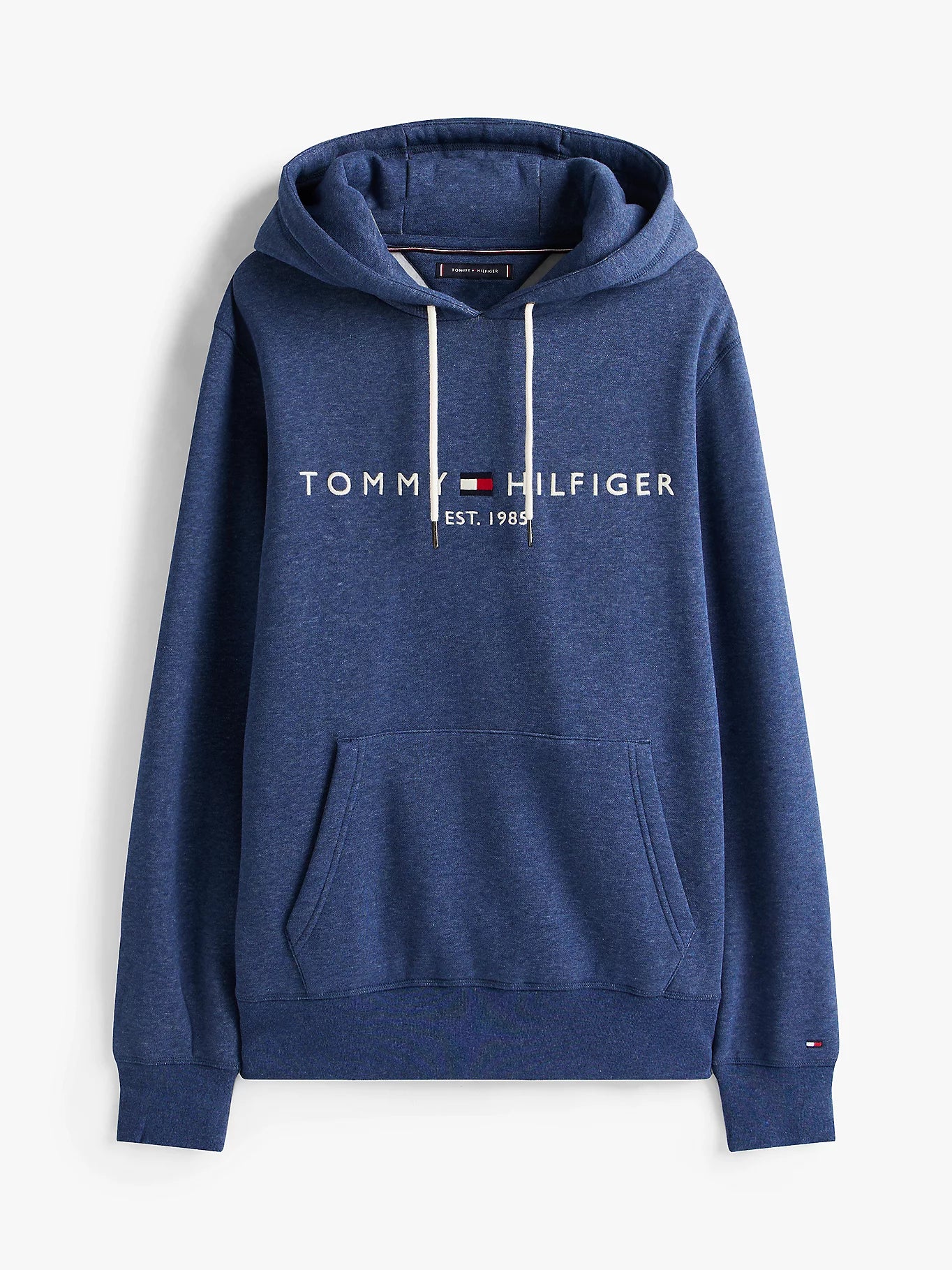 FELPA TOMMY HILFIGER UOMO CON CAPPUCCIO FELPATA LOGO RICAMATO ACQUA