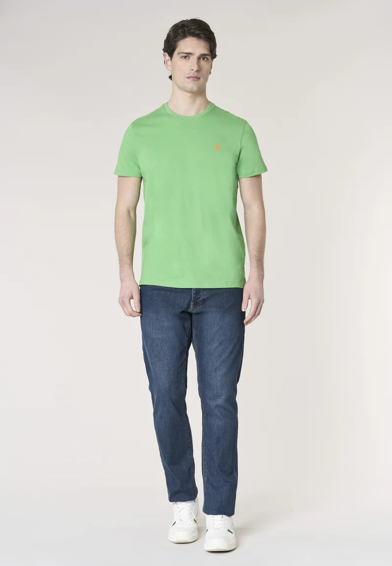 T-SHIRT UOMO US POLO ASSN MANICHE CORTE IN COTONE VERDE