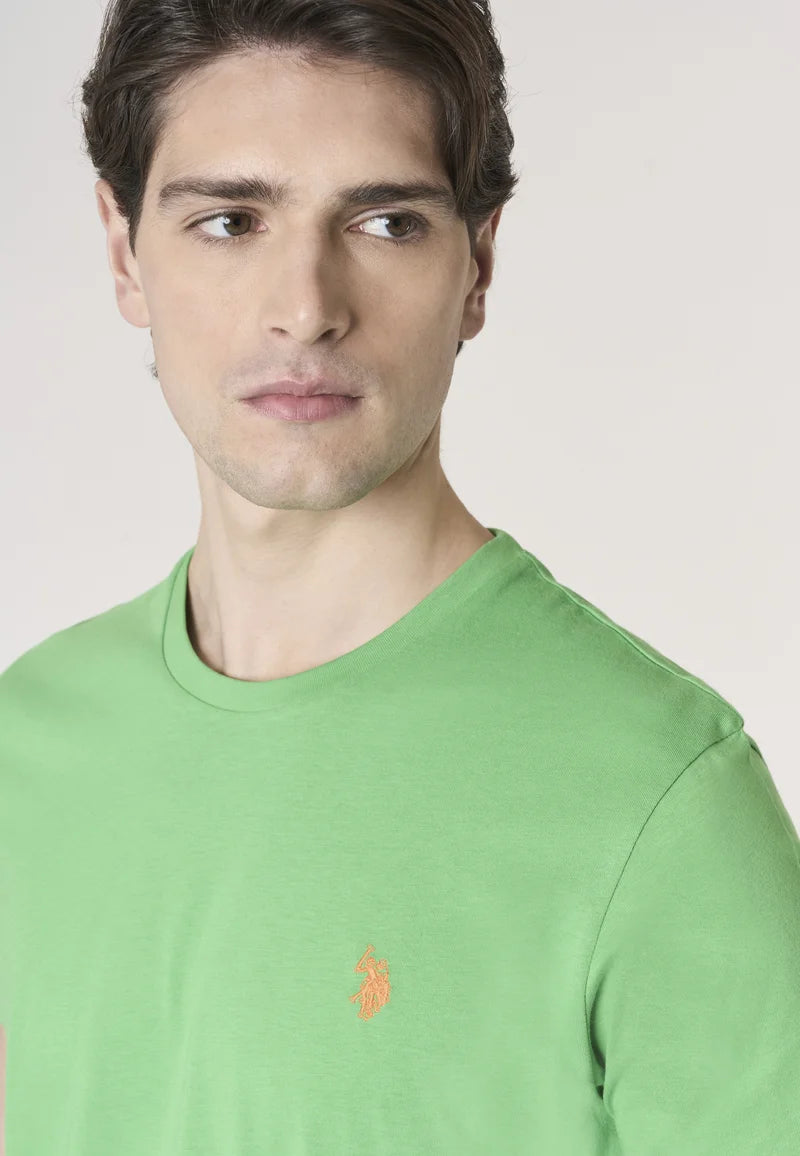 T-SHIRT UOMO US POLO ASSN MANICHE CORTE IN COTONE VERDE