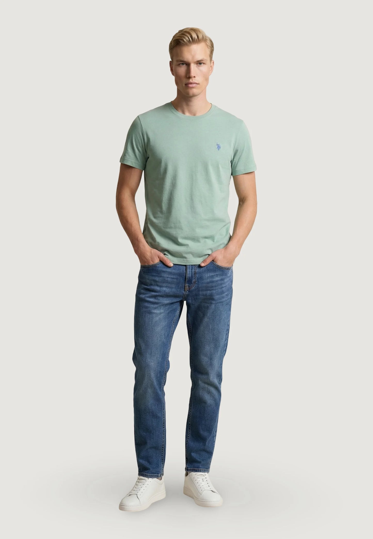 T-SHIRT UOMO US POLO ASSN MANICHE CORTE IN COTONE VERDE
