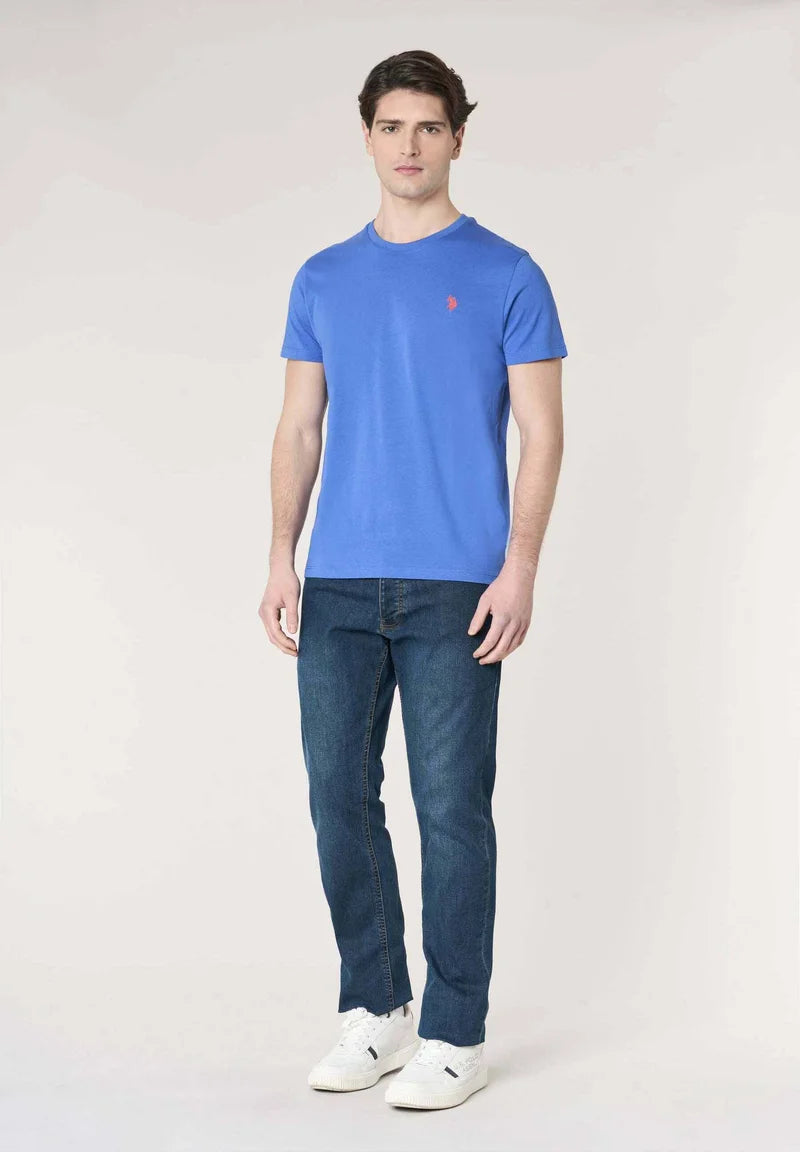 T-SHIRT UOMO US POLO ASSN MANICHE CORTE IN COTONE BLU