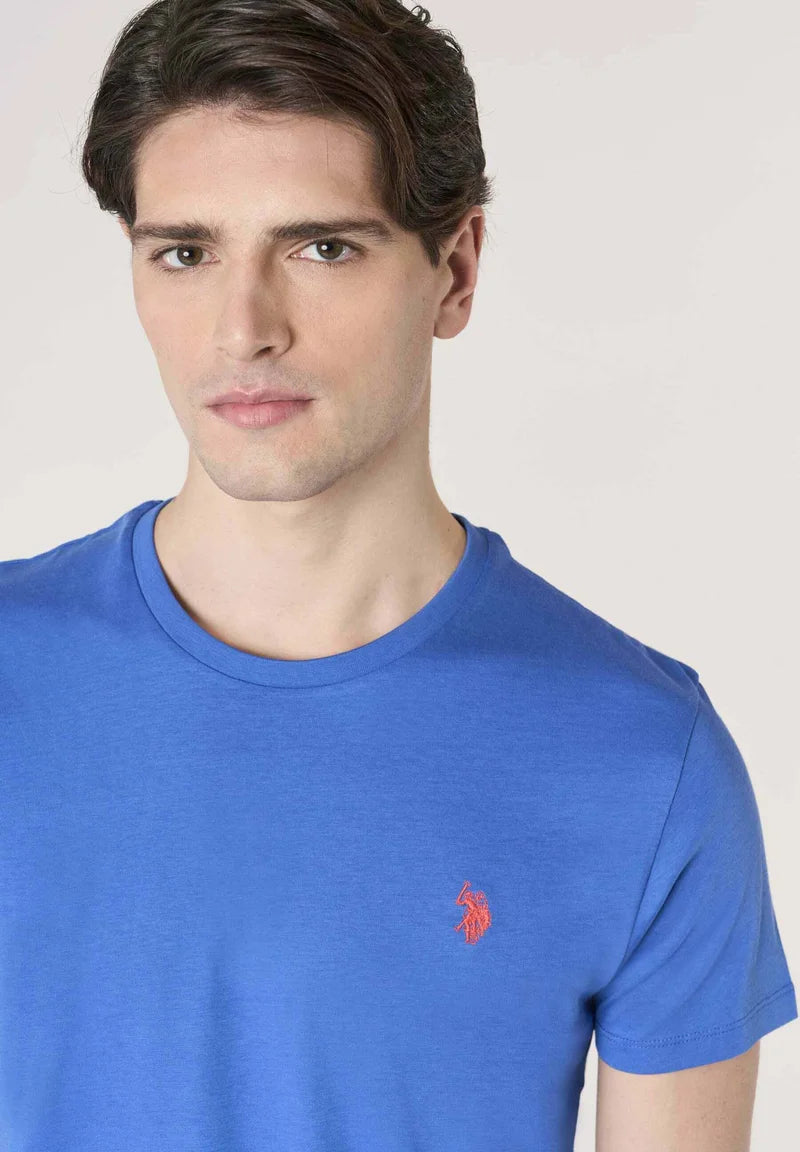 T-SHIRT UOMO US POLO ASSN MANICHE CORTE IN COTONE BLU
