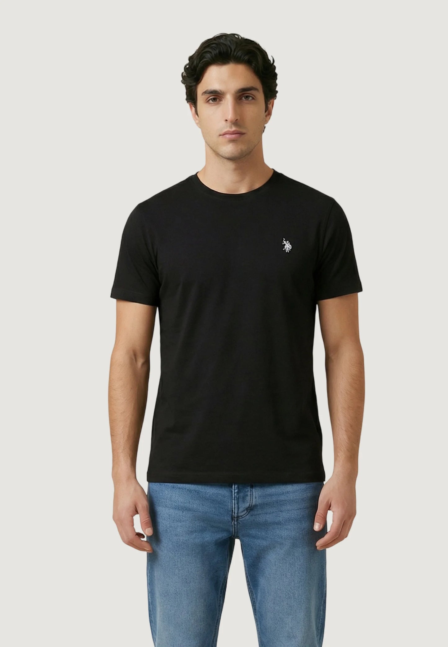 T-SHIRT UOMO US POLO ASSN MANICHE CORTE IN COTONE NERO