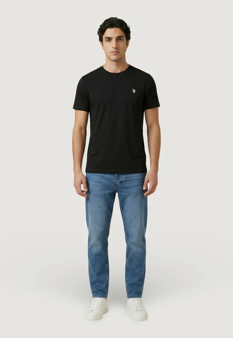 T-SHIRT UOMO US POLO ASSN MANICHE CORTE IN COTONE NERO