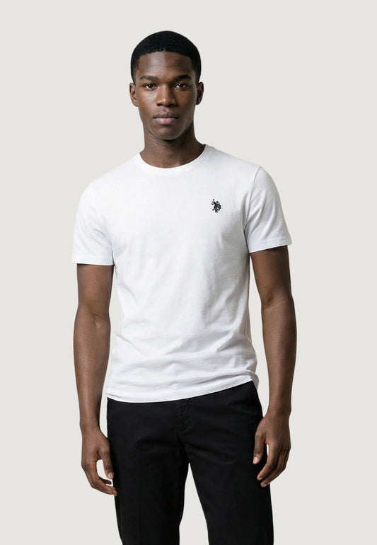 T-SHIRT UOMO US POLO ASSN MANICHE CORTE IN COTONE BIANCO