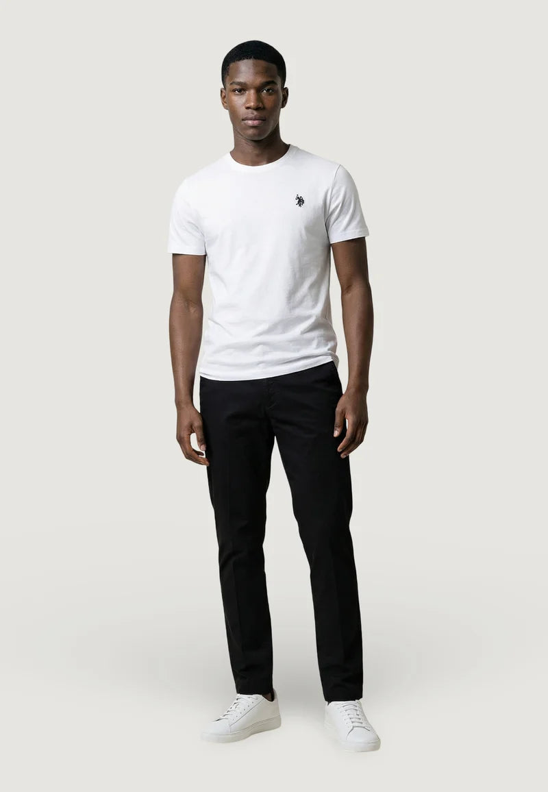 T-SHIRT UOMO US POLO ASSN MANICHE CORTE IN COTONE BIANCO