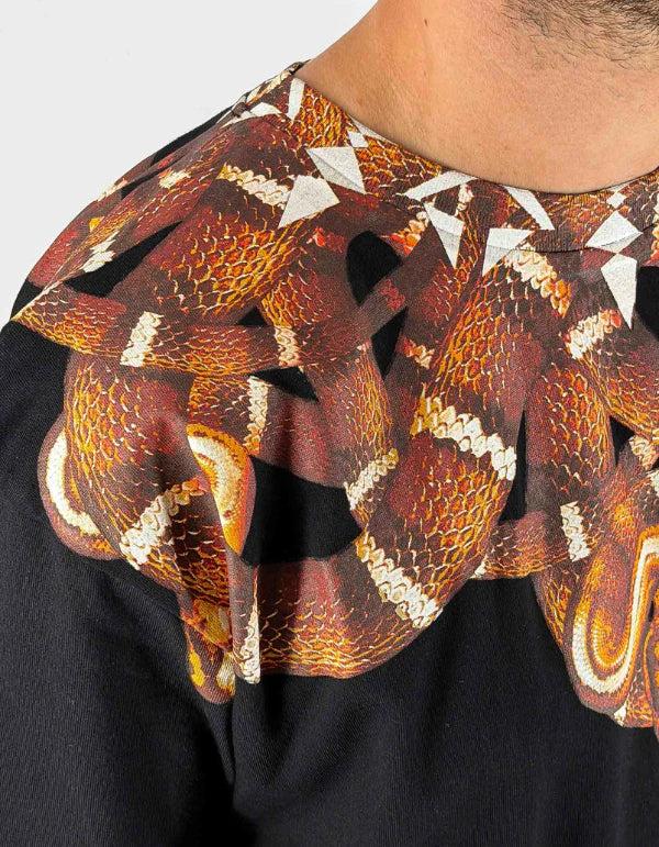 MARCELO BURLON T-SHIRT MEZZA MANICA COUNTY OF MILAN NERO SERPENTE MARRONE