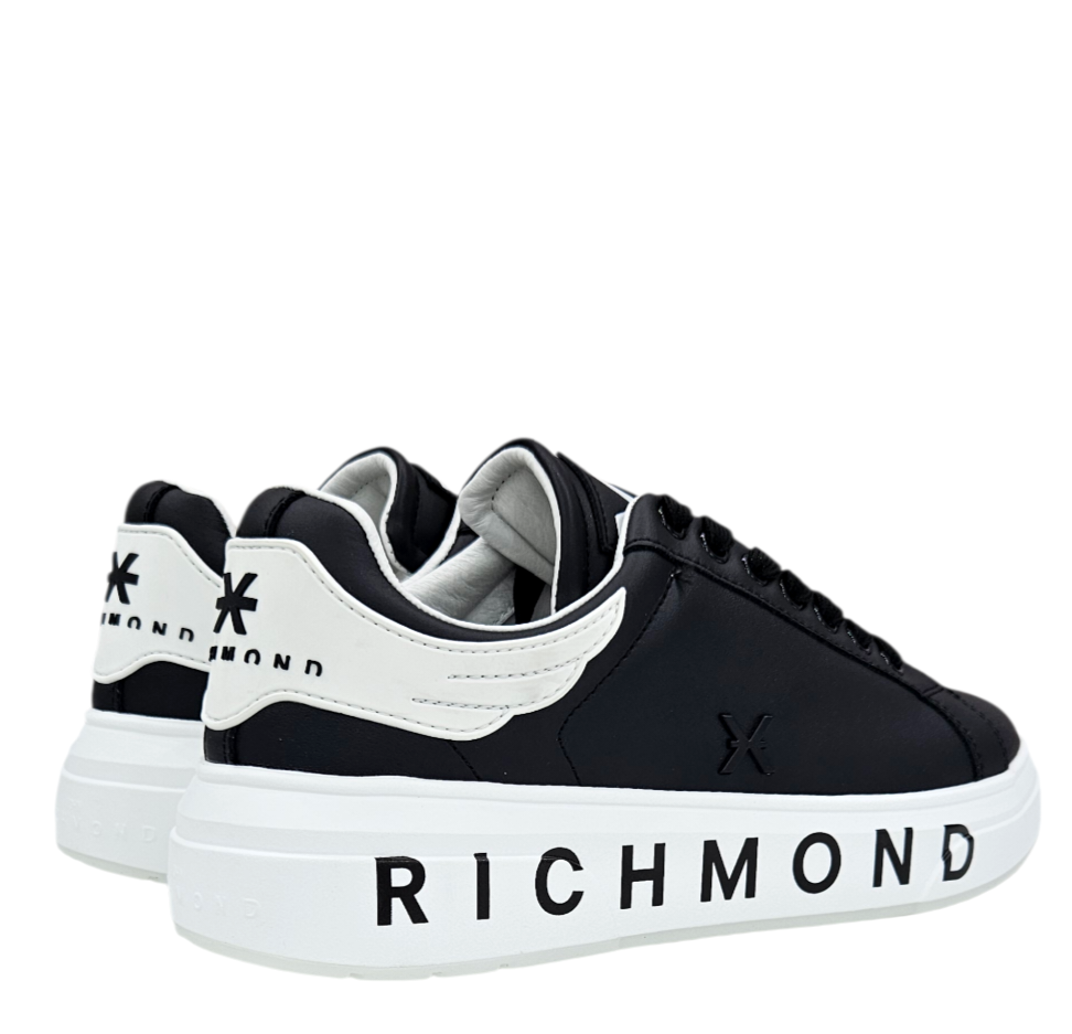 RICHMOND SCARPE SNEAKERS UOMO IN PELLE LOGO JOHN RICHMOND NERO