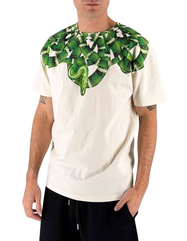 MARCELO BURLON T-SHIRT MEZZA MANICA COUNTY OF MILAN BIANCO SERPENTE VERDE