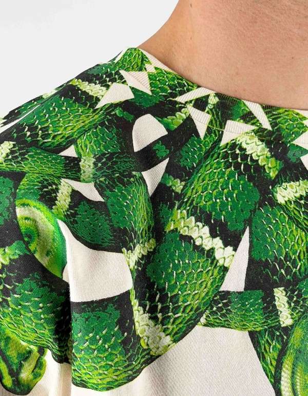 MARCELO BURLON T-SHIRT MEZZA MANICA COUNTY OF MILAN BIANCO SERPENTE VERDE