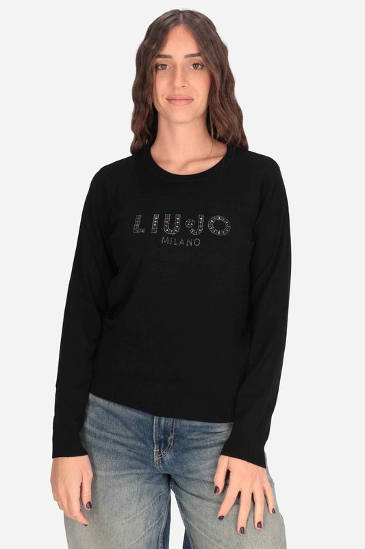 FELPA LIU JO DONNA GIROCOLLO FELPATA NERO