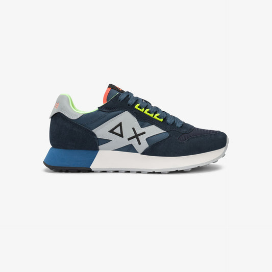 SUN 68 SCARPE Sneaker Jaki 2.0 Fluo in nylon e suede blu navy