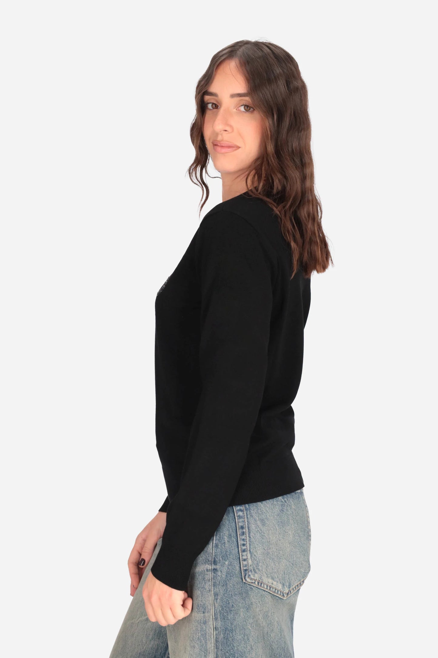 FELPA LIU JO DONNA GIROCOLLO FELPATA NERO