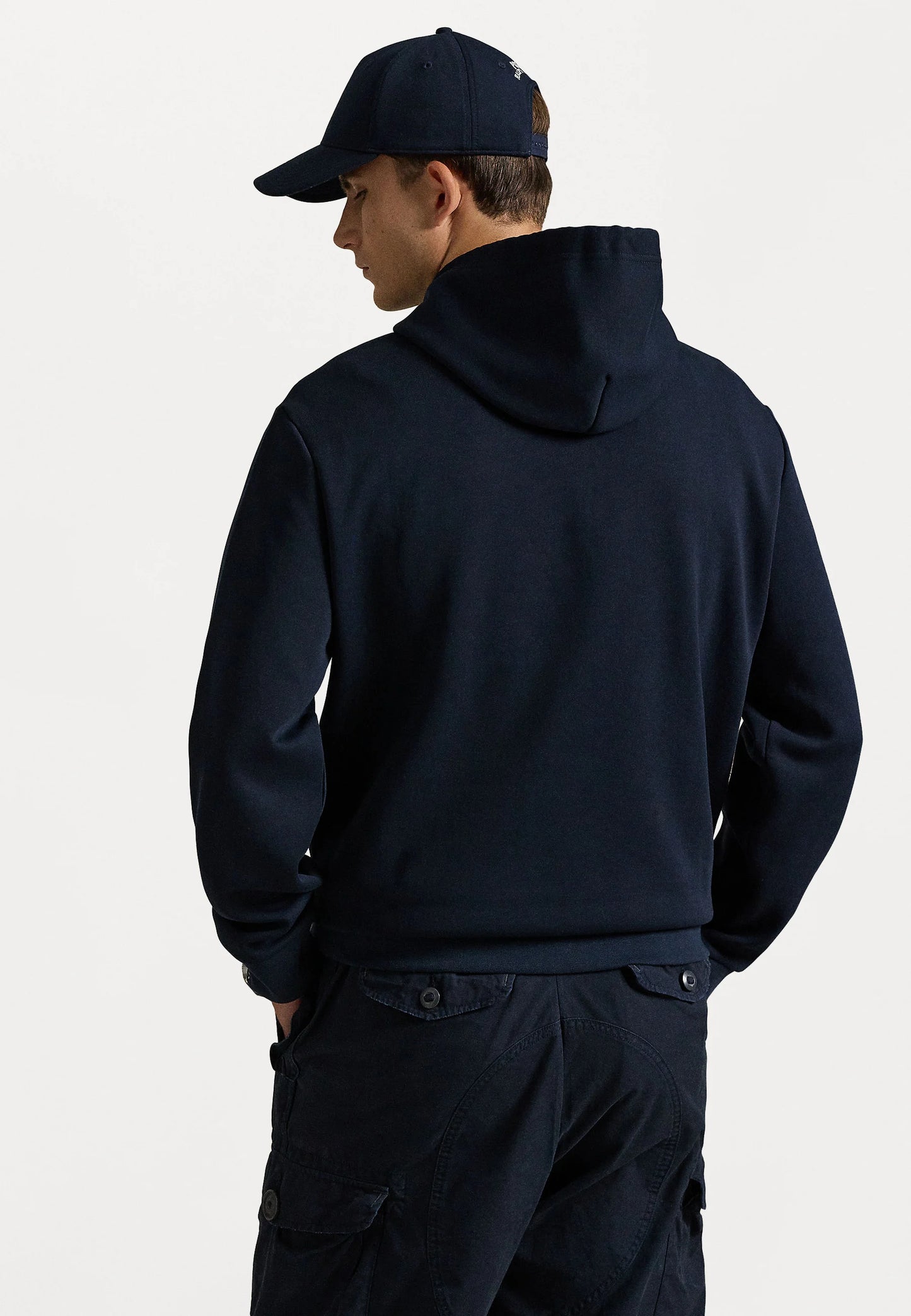 FELPA RALPH LAUREN CON CAPPUCCIO A MAGLIA DOPPIA BLU SCURO