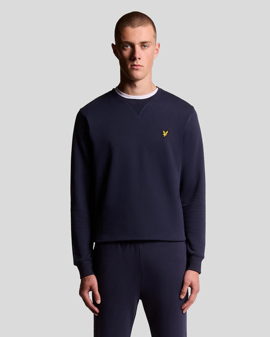 FELPA LYLE & SCOTT UOMO GIROCOLLO COTONE GARZATO BLU