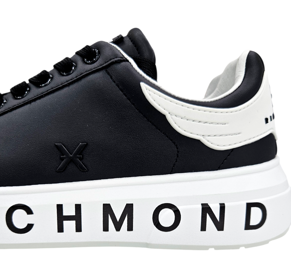 RICHMOND SCARPE SNEAKERS UOMO IN PELLE LOGO JOHN RICHMOND NERO